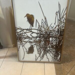 29 X 37 TAOGAEA E. POWELL POP ART PAINTING 'LATE MATE' CROW BIRD REFLECTION